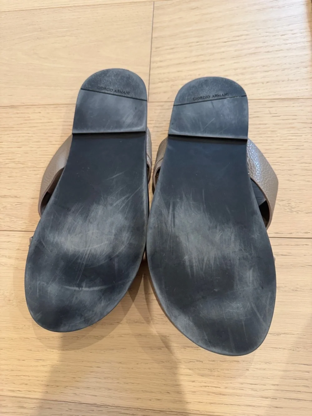 Giorgio Armani Taupe Leather Sandals Men size 8